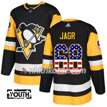Pittsburgh Penguins Trikot Jaromir Jagr 68 Adidas 2017-2018 Schwarz USA Flag Fashion Authentic - Kinder